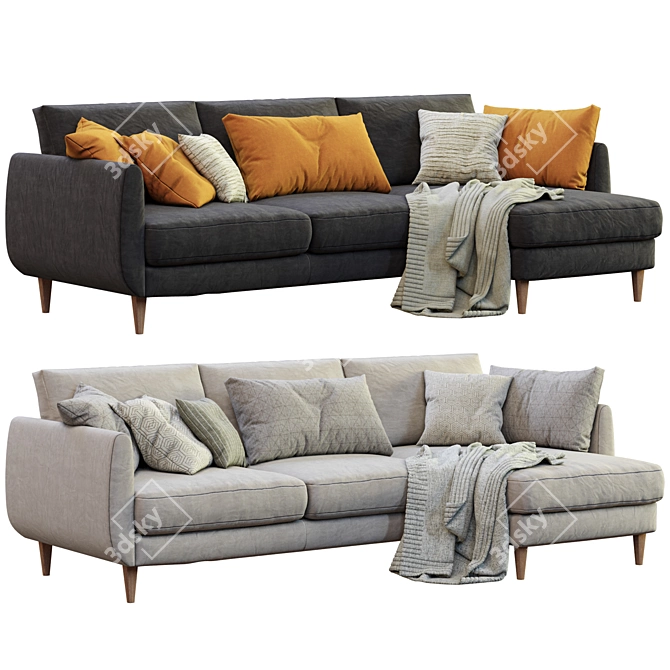 Sleek Smedstorp Sofa with Chaise 3D model image 3