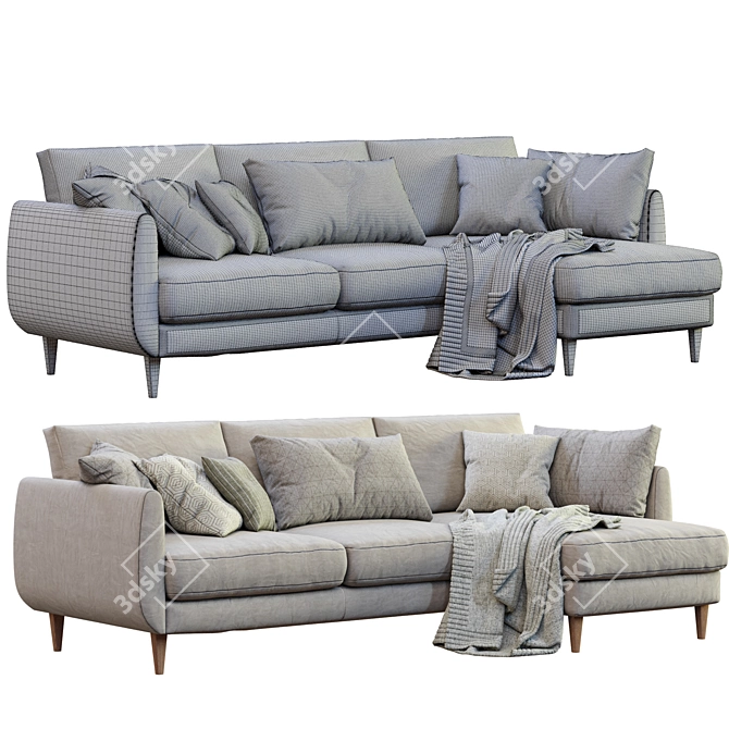 Sleek Smedstorp Sofa with Chaise 3D model image 5