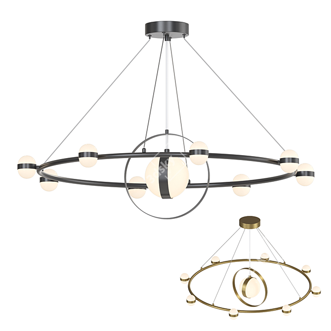 Elegant LED Ring Chandelier Protest 3D model image 1
