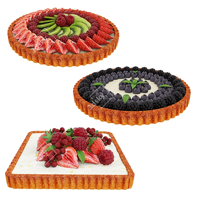 Berry Tart Trio 3D Models 3D model image 1