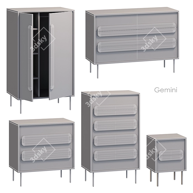 Gemini Walnut Furniture Set 3D model image 7