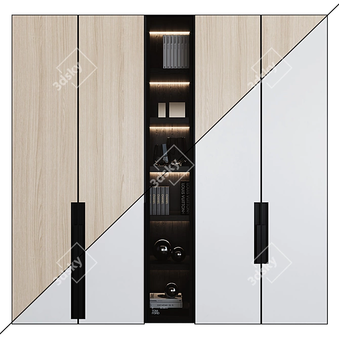 Modern Wardrobe with Lighting 3D model image 2