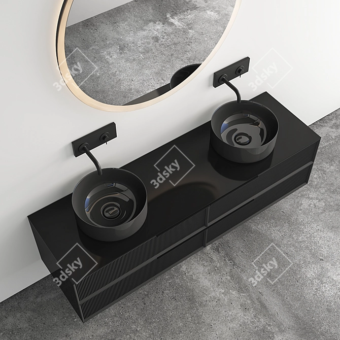 Sleek Black Bathroom Cabinet | Unique 3D model image 3