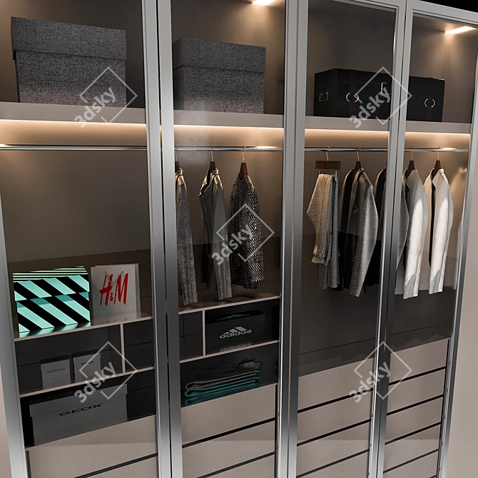 Elegant Wardrobe Model with Decorative Elements 3D model image 2