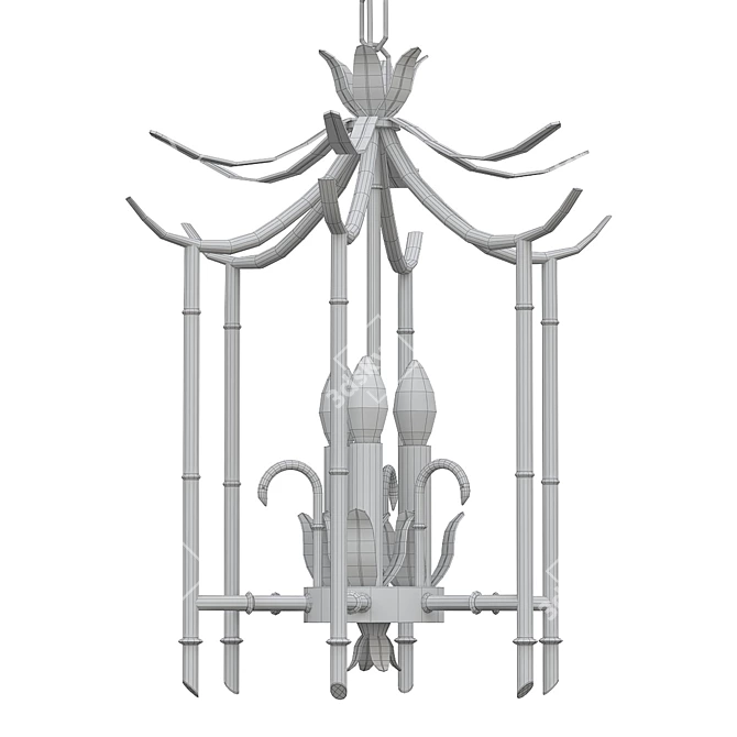 Midnight Blue Pagoda Chandelier 3D model image 2