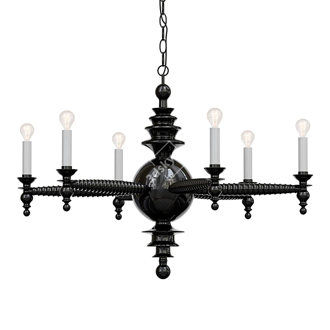 Elegant Spool Chandelier Design 3D model image 1