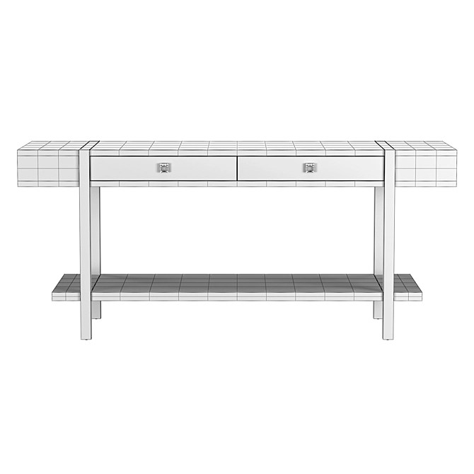 Rustic Oak Steel Console Table 3D model image 5