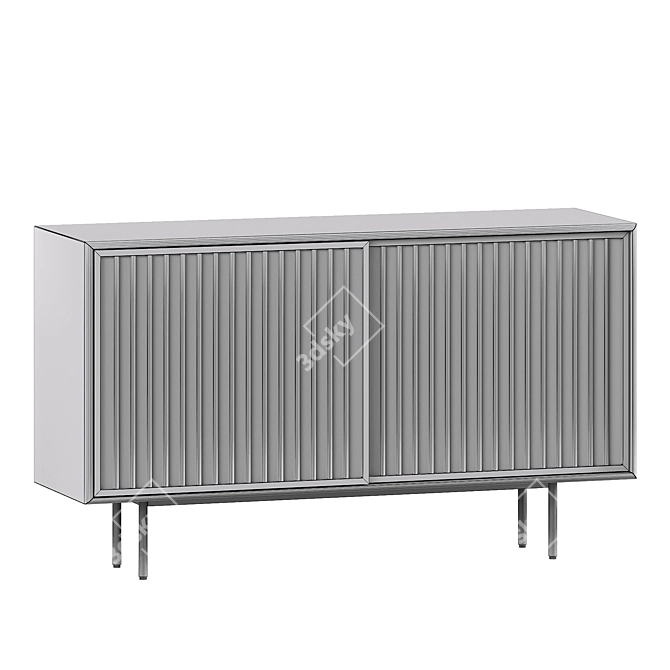 Rattan Slatted Buffet Display Stand 3D model image 3