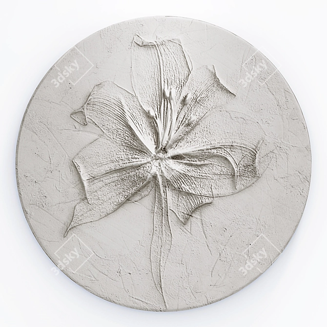 Modern Flower Plaster Relief Panel 3D model image 1