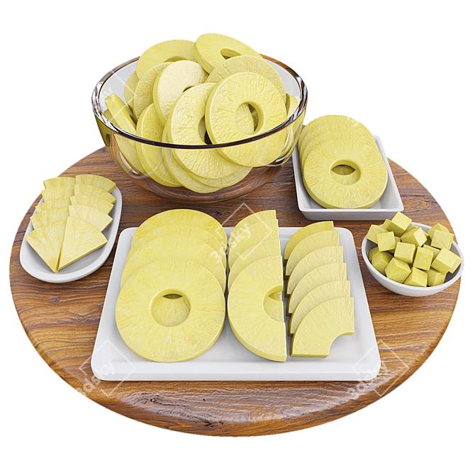 Fresh-Picked Pineapple Slices 3D Model 3D model image 1