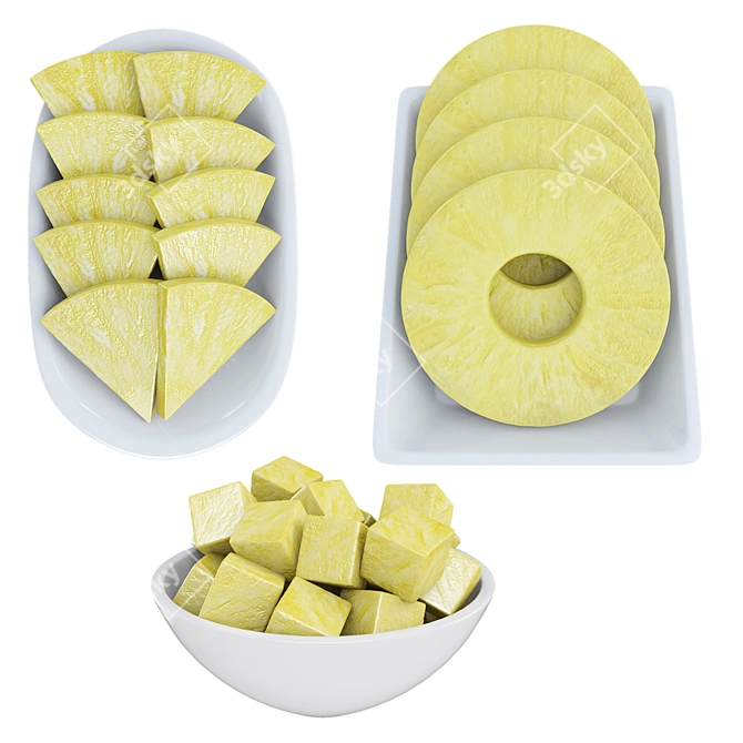 Fresh-Picked Pineapple Slices 3D Model 3D model image 5