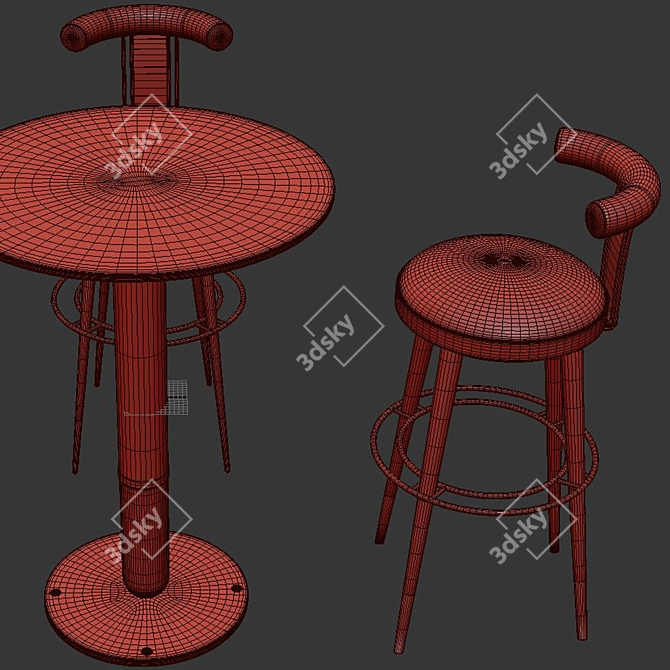 Modern Bar Set Furniture Design 3D model image 4