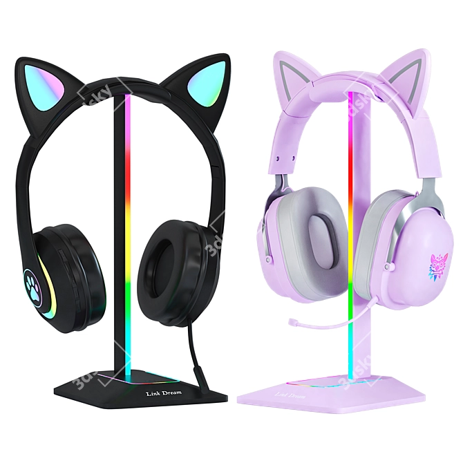 Headphones with Cat Ear Design 3D model image 4