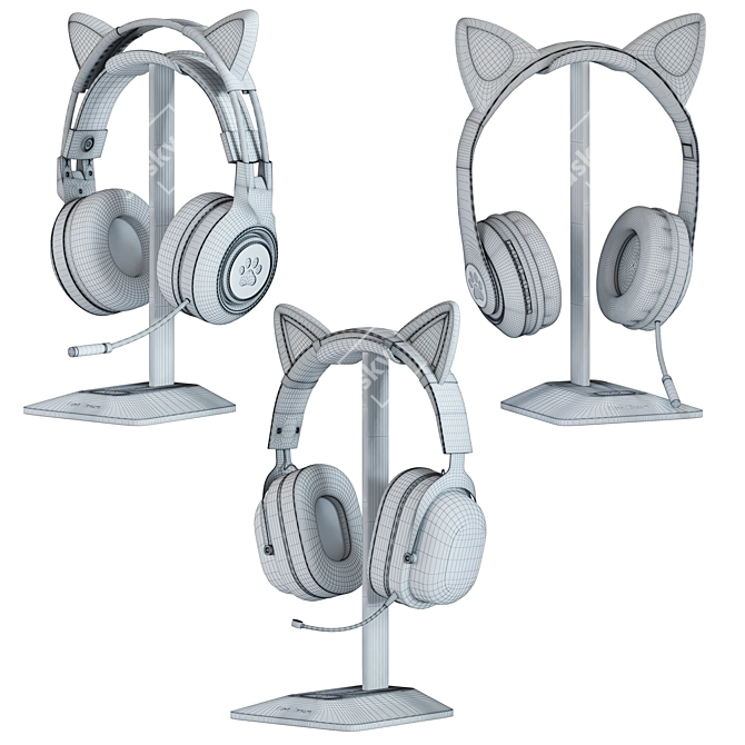 Headphones with Cat Ear Design 3D model image 6