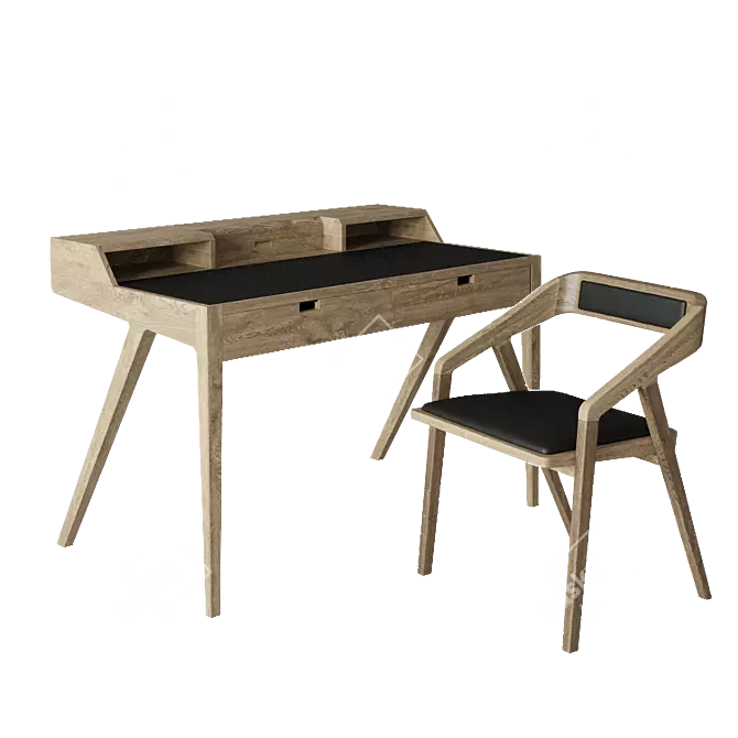 Katakana Table and Chair Set 3D model image 2