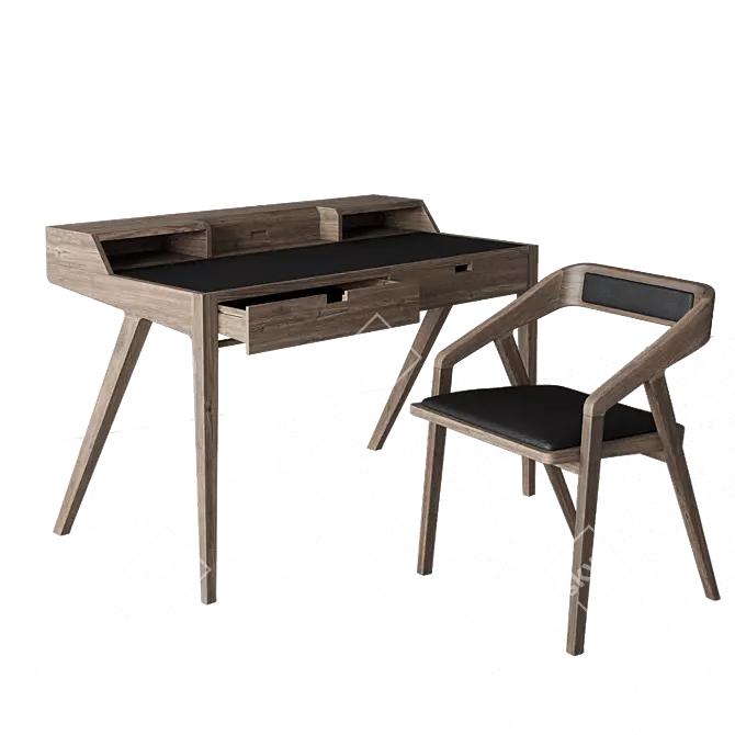 Katakana Table and Chair Set 3D model image 4