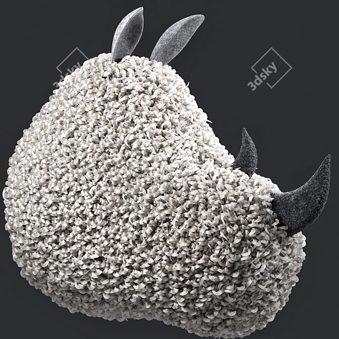 Rhino Head Wall Plush 3D model image 2