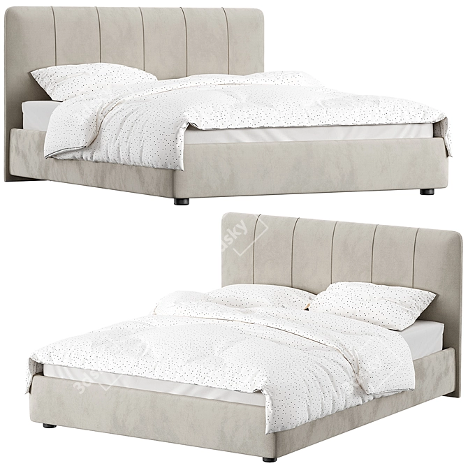 Elegant Boka Bed Frame 3D model image 1