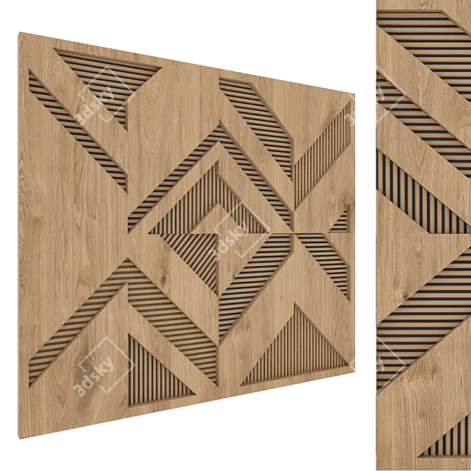 Modern 3D Wood Panel Art 3D model image 1