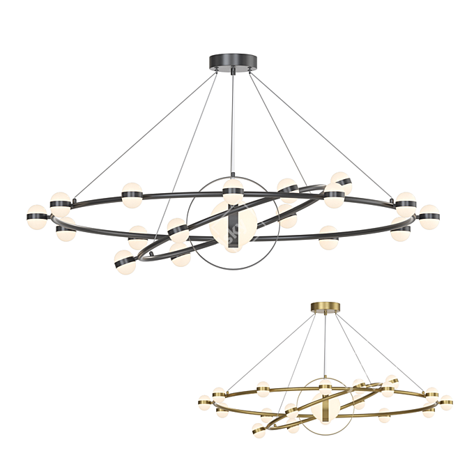 Modern LED Ring Chandelier Fixture 3D model image 1