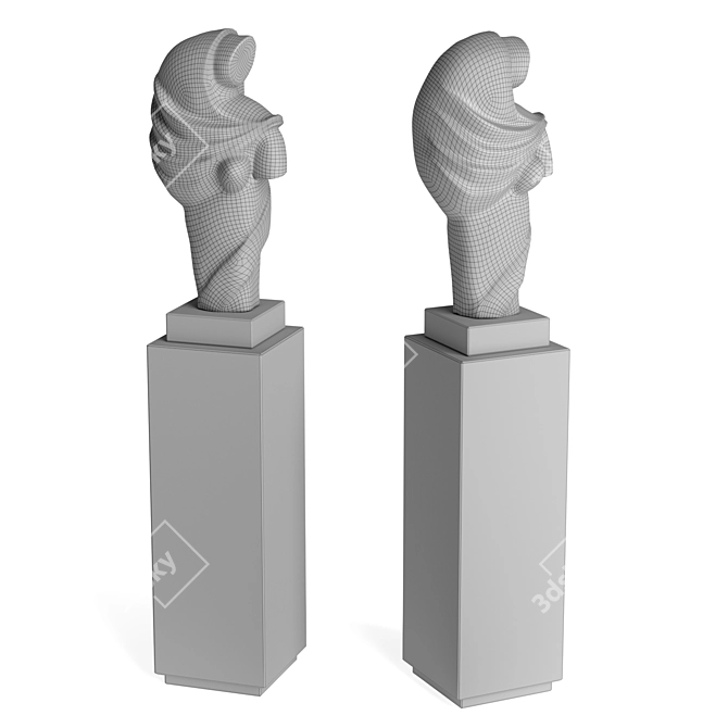 Abstract Cubist Metal Figure Sculpture 3D model image 5