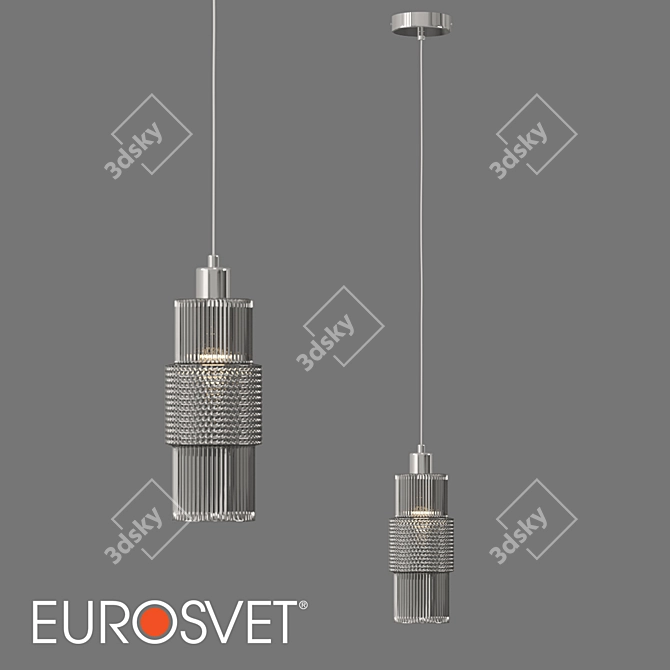 Eurosvet Chrome Glass Pendant Light 3D model image 1