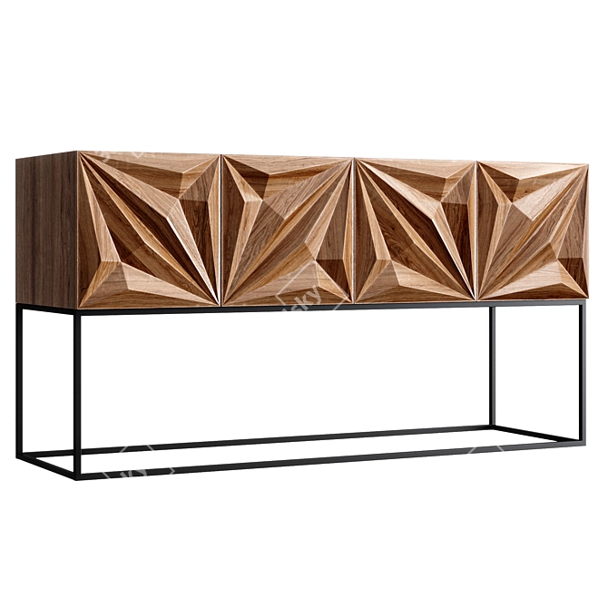 Walnut Steel Zurich Console 3D model image 2