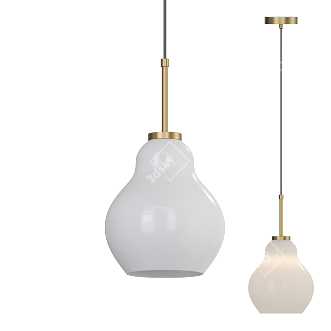 Elegant Pear-Shaped Glass Pendant 3D model image 1