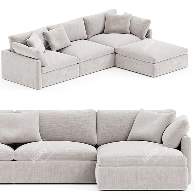 Modern Hackney Lounge Sectional 3D model image 1