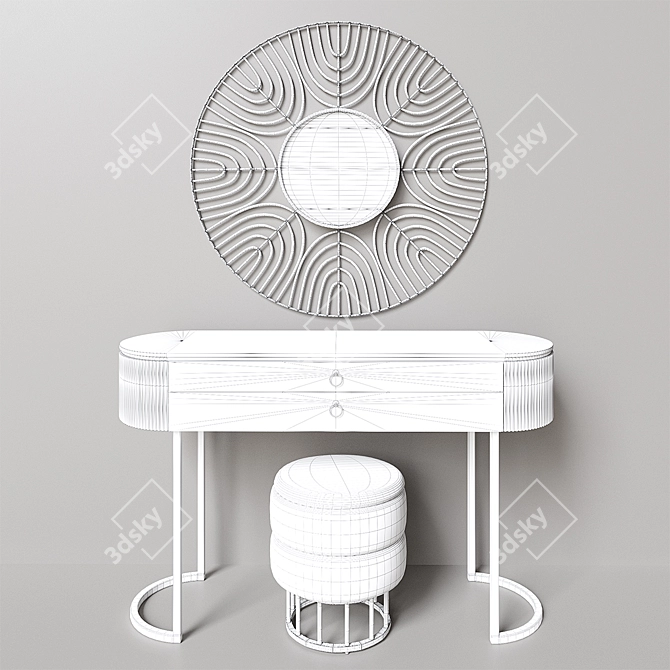 Vanity Set with Mirror & Ottoman 3D model image 6