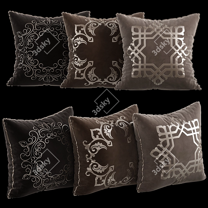 Elegant Decorative Pillows Set 3D model image 2