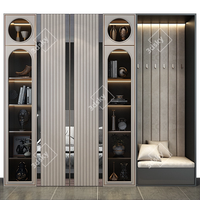 Modern TV Wall Decor Unit 3D model image 1