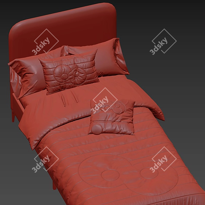 Luxury Velvet Single Bed, Navy 3D model image 6