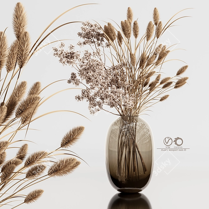 Modern Plants Bouquet Vase Render 3D model image 1