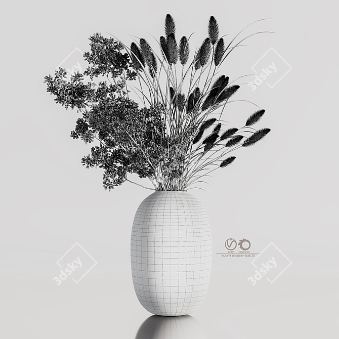 Modern Plants Bouquet Vase Render 3D model image 4