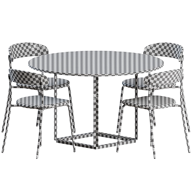 Modern Dining Set with 4 Chairs 3D model image 9