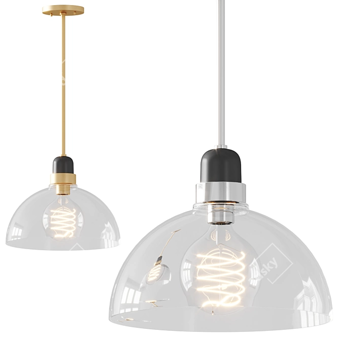 Gleaming Caladan Pendant in Aged Brass 3D model image 1