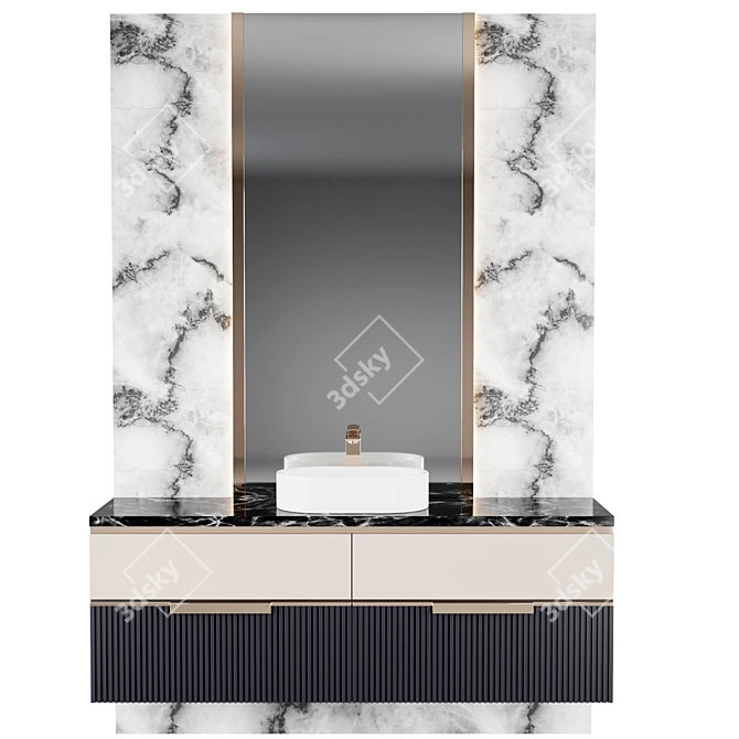 Modern Disassemblable Bathroom Set 3D model image 3