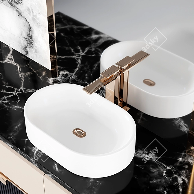 Modern Disassemblable Bathroom Set 3D model image 4