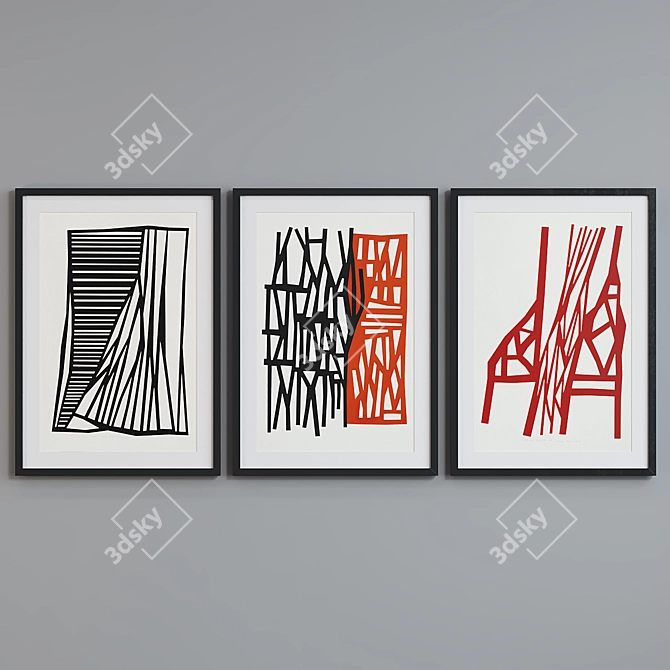 Modern Abstract Picture Frame Set 3D model image 2