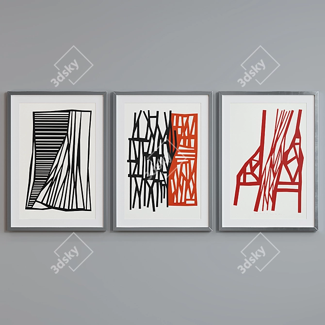Modern Abstract Picture Frame Set 3D model image 5