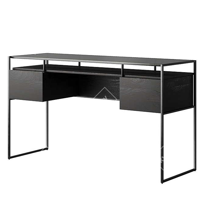 Sleek Black Mango Wood Desk 3D model image 1