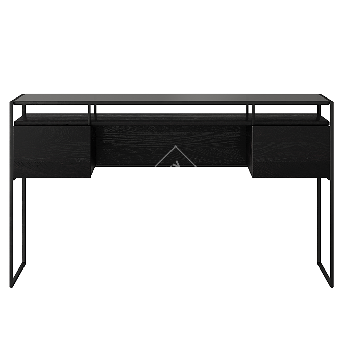 Sleek Black Mango Wood Desk 3D model image 3