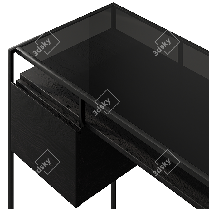 Sleek Black Mango Wood Desk 3D model image 4