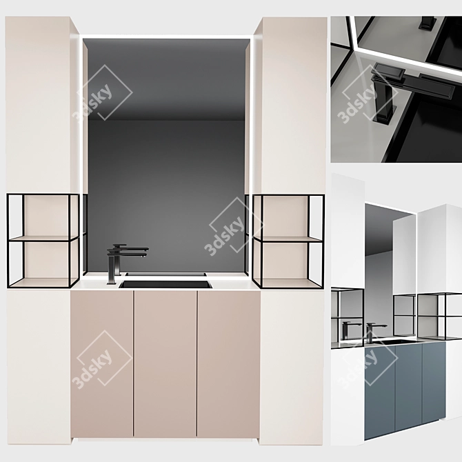 Modern Bathroom Set in Two Colors 3D model image 1