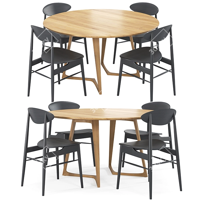  Modern Lotus Dining Set 3D model image 3