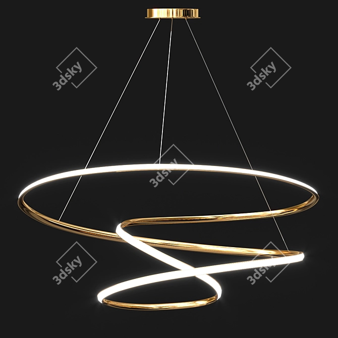 Elegant Gold Ribbon Hoop Pendant 3D model image 1