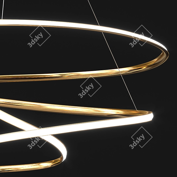 Elegant Gold Ribbon Hoop Pendant 3D model image 2