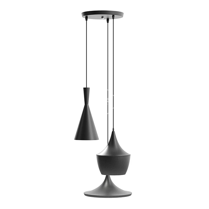 Elegant Triple Shade Pendant Lamp 3D model image 2