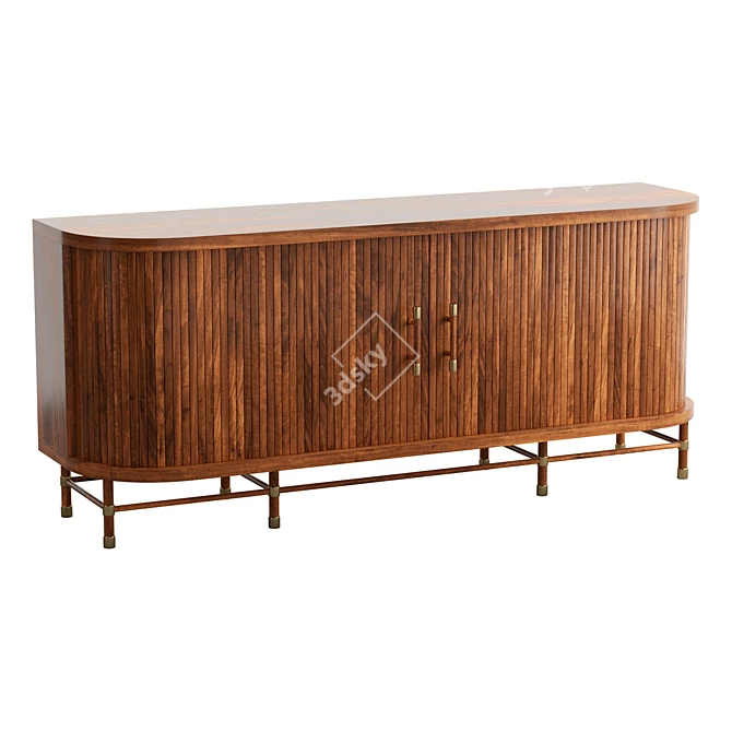 Luxury Marble-Top Tamboured Buffet 3D model image 1